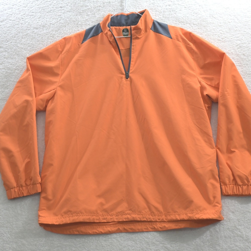 PGA Tour Pro Series Mens XL Orange Grey Quarter Zip Golf Windbreaker Pullover